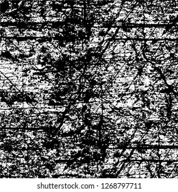 Wall fragment with scratches and cracks. Overlay grunge illustration over any design. Abstract grainy background with vintage effect
