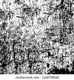Wall fragment with scratches and cracks. Overlay grunge illustration over any design. Abstract grainy background with vintage effect