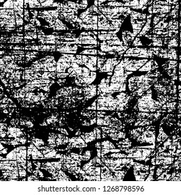 Wall fragment with scratches and cracks. Overlay grunge illustration over any design. Abstract grainy background with vintage effect