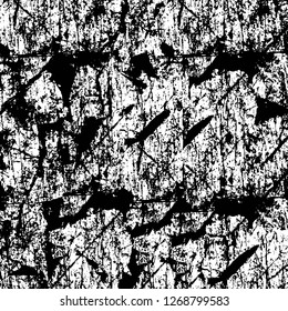 Wall fragment with scratches and cracks. Overlay grunge illustration over any design. Abstract grainy background with vintage effect