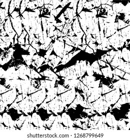 Wall fragment with scratches and cracks. Overlay grunge illustration over any design. Abstract grainy background with vintage effect