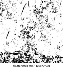 Wall fragment with scratches and cracks. Overlay grunge illustration over any design. Abstract grainy background with vintage effect