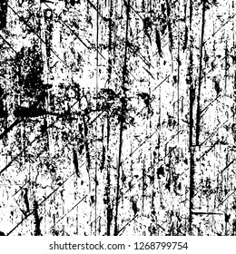Wall fragment with scratches and cracks. Overlay grunge illustration over any design. Abstract grainy background with vintage effect