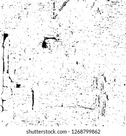 Wall fragment with scratches and cracks. Overlay grunge illustration over any design. Abstract grainy background with vintage effect