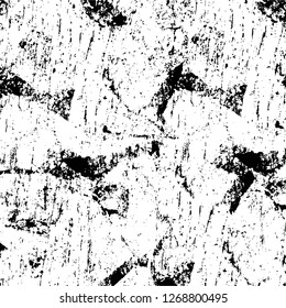 Wall fragment with scratches and cracks. Overlay grunge illustration over any design. Abstract grainy background with vintage effect