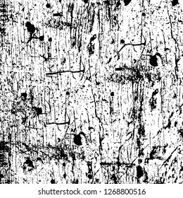 Wall fragment with scratches and cracks. Overlay grunge illustration over any design. Abstract grainy background with vintage effect