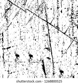 Wall fragment with scratches and cracks. Overlay grunge illustration over any design. Abstract grainy background with vintage effect