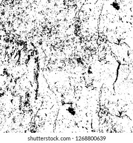 Wall fragment with scratches and cracks. Overlay grunge illustration over any design. Abstract grainy background with vintage effect