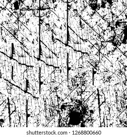 Wall fragment with scratches and cracks. Overlay grunge illustration over any design. Abstract grainy background with vintage effect
