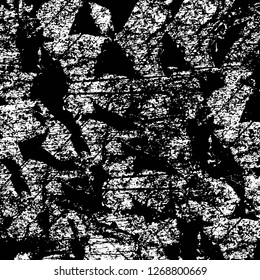 Wall fragment with scratches and cracks. Overlay grunge illustration over any design. Abstract grainy background with vintage effect