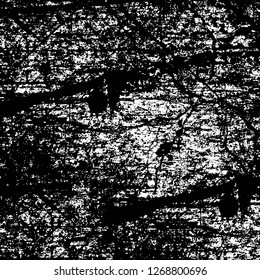 Wall fragment with scratches and cracks. Overlay grunge illustration over any design. Abstract grainy background with vintage effect