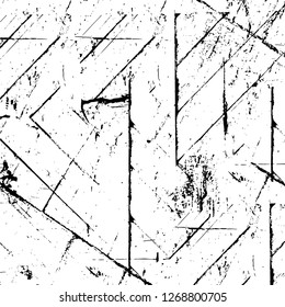 Wall fragment with scratches and cracks. Overlay grunge illustration over any design. Abstract grainy background with vintage effect