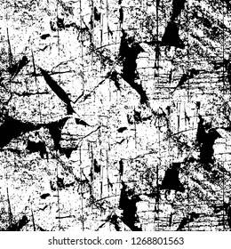 Wall fragment with scratches and cracks. Overlay grunge illustration over any design. Abstract grainy background with vintage effect