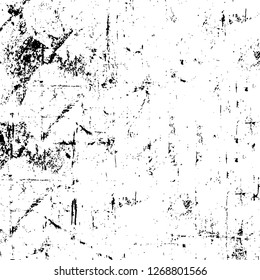 Wall fragment with scratches and cracks. Overlay grunge illustration over any design. Abstract grainy background with vintage effect