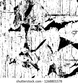 Wall fragment with scratches and cracks. Overlay grunge illustration over any design. Abstract grainy background with vintage effect