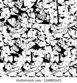 Wall fragment with scratches and cracks. Overlay grunge illustration over any design. Abstract grainy background with vintage effect