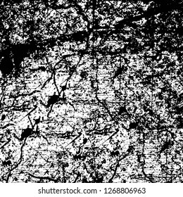 Wall fragment with scratches and cracks. Overlay grunge illustration over any design. Abstract grainy background with vintage effect