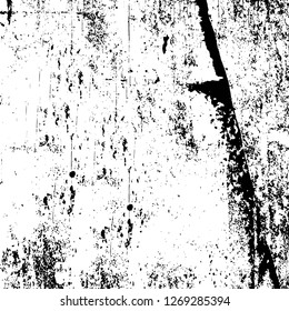 Wall fragment with scratches and cracks. Overlay grunge illustration over any design. Abstract grainy background with vintage effect