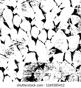 Wall fragment with scratches and cracks. Overlay grunge illustration over any design. Abstract grainy background with vintage effect