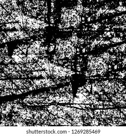 Wall fragment with scratches and cracks. Overlay grunge illustration over any design. Abstract grainy background with vintage effect