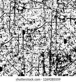 Wall fragment with scratches and cracks. Overlay grunge illustration over any design. Abstract grainy background with vintage effect
