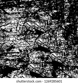 Wall fragment with scratches and cracks. Overlay grunge illustration over any design. Abstract grainy background with vintage effect