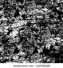 Wall fragment with scratches and cracks. Overlay grunge illustration over any design. Abstract grainy background with vintage effect