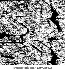 Wall fragment with scratches and cracks. Overlay grunge illustration over any design. Abstract grainy background with vintage effect