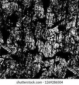 Wall fragment with scratches and cracks. Overlay grunge illustration over any design. Abstract grainy background with vintage effect