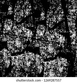 Wall fragment with scratches and cracks. Overlay grunge illustration over any design. Abstract grainy background with vintage effect