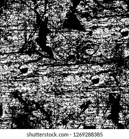 Wall fragment with scratches and cracks. Overlay grunge illustration over any design. Abstract grainy background with vintage effect