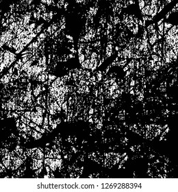 Wall fragment with scratches and cracks. Overlay grunge illustration over any design. Abstract grainy background with vintage effect