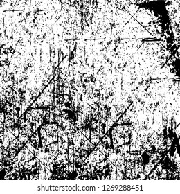 Wall fragment with scratches and cracks. Overlay grunge illustration over any design. Abstract grainy background with vintage effect