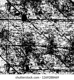 Wall fragment with scratches and cracks. Overlay grunge illustration over any design. Abstract grainy background with vintage effect