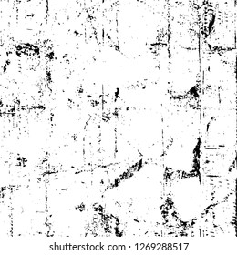 Wall fragment with scratches and cracks. Overlay grunge illustration over any design. Abstract grainy background with vintage effect