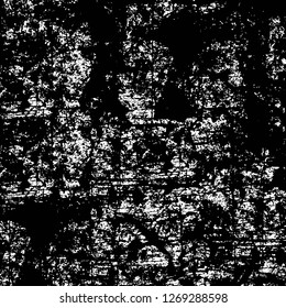 Wall fragment with scratches and cracks. Overlay grunge illustration over any design. Abstract grainy background with vintage effect
