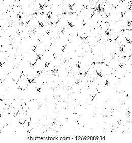 Wall fragment with scratches and cracks. Overlay grunge illustration over any design. Abstract grainy background with vintage effect