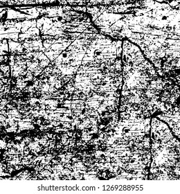 Wall fragment with scratches and cracks. Overlay grunge illustration over any design. Abstract grainy background with vintage effect
