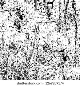 Wall fragment with scratches and cracks. Overlay grunge illustration over any design. Abstract grainy background with vintage effect