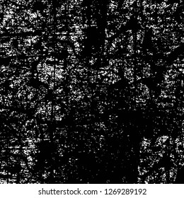 Wall fragment with scratches and cracks. Overlay grunge illustration over any design. Abstract grainy background with vintage effect
