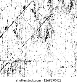 Wall fragment with scratches and cracks. Overlay grunge illustration over any design. Abstract grainy background with vintage effect