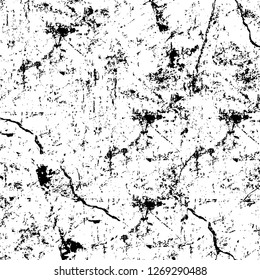 Wall fragment with scratches and cracks. Overlay grunge illustration over any design. Abstract grainy background with vintage effect
