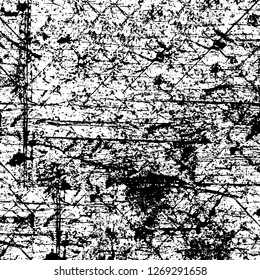 Wall fragment with scratches and cracks. Overlay grunge illustration over any design. Abstract grainy background with vintage effect