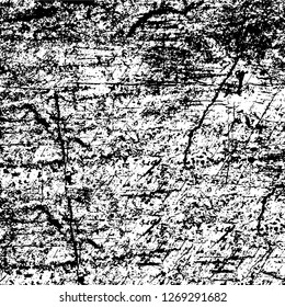Wall fragment with scratches and cracks. Overlay grunge illustration over any design. Abstract grainy background with vintage effect