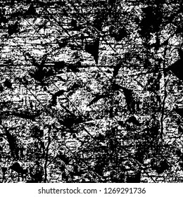 Wall fragment with scratches and cracks. Overlay grunge illustration over any design. Abstract grainy background with vintage effect