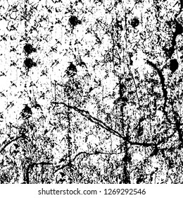 Wall fragment with scratches and cracks. Overlay grunge illustration over any design. Abstract grainy background with vintage effect