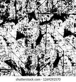Wall fragment with scratches and cracks. Overlay grunge illustration over any design. Abstract grainy background with vintage effect