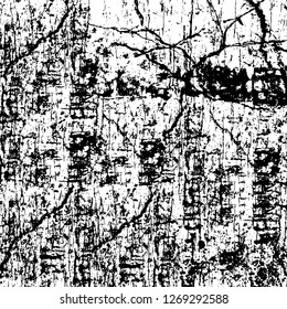 Wall fragment with scratches and cracks. Overlay grunge illustration over any design. Abstract grainy background with vintage effect