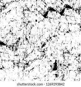 Wall fragment with scratches and cracks. Overlay grunge illustration over any design. Abstract grainy background with vintage effect