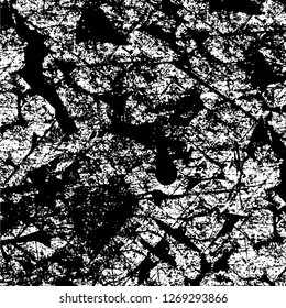 Wall fragment with scratches and cracks. Overlay grunge illustration over any design. Abstract grainy background with vintage effect